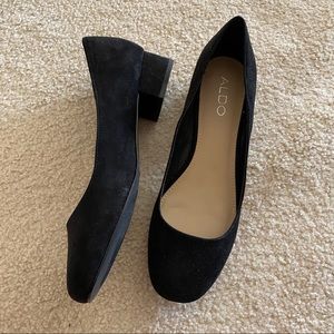 Aldo Black Chunky Kitten Heel Pumps